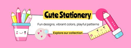 Explore Collection Of Cute Stationery Goods Facebook cover Design Template