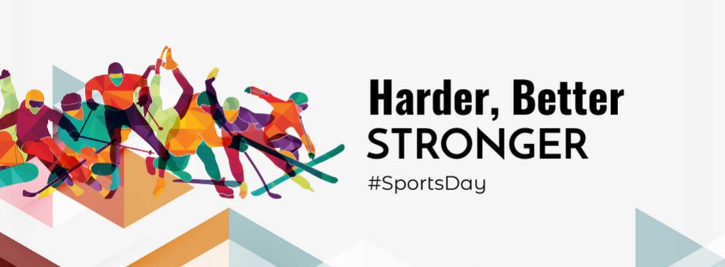 Plantilla de diseño de Sports Day Announcement with Athletes Facebook cover 