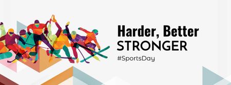 Sports Day Announcement with Athletes Facebook cover Design Template