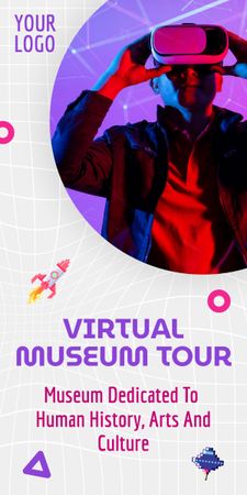 Szablon projektu ogłoszenie o wirtualnym zwiedzaniu muzeum Graphic