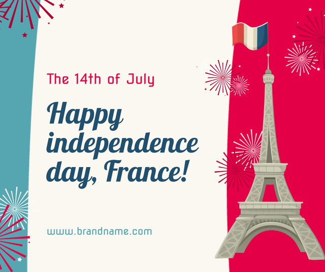Happy French Independence Day Facebook tervezősablon