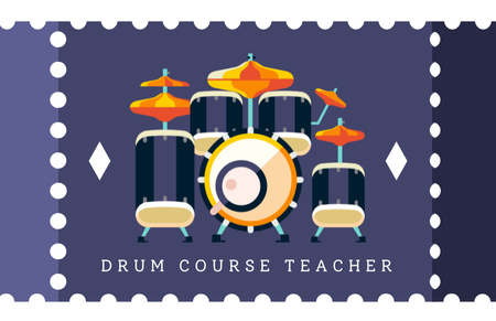 Outstanding Drum Course Teacher Service Offer Business Card 85x55mm Design Template