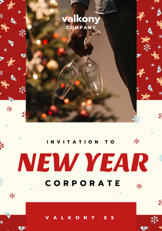 Man with Champagne at New Year Corporate Party Flyer A5 Tasarım Şablonu