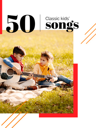 Girl listening to boy playing Guitar Poster US Design Template
