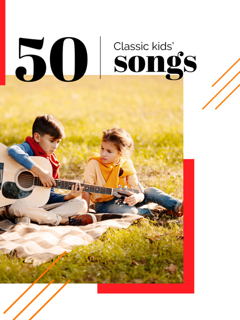 Girl listening to boy playing Guitar Poster US Design Template