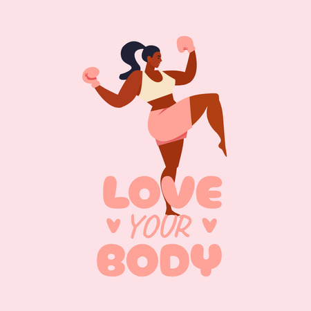 kadın egzersiz yaparken kız gücü i̇lhamı Instagram Tasarım Şablonu