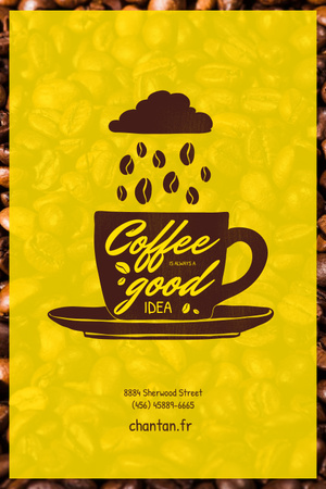 Platilla de diseño Coffee Beans falling Into Cup from Cloud Pinterest