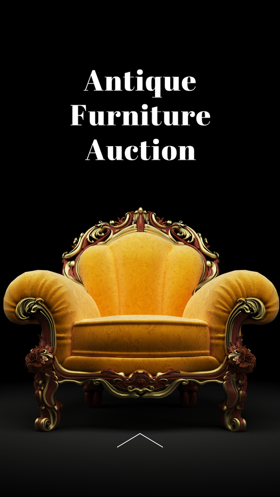 Antique Furniture Auction Luxury Yellow Armchair Instagram Story tervezősablon