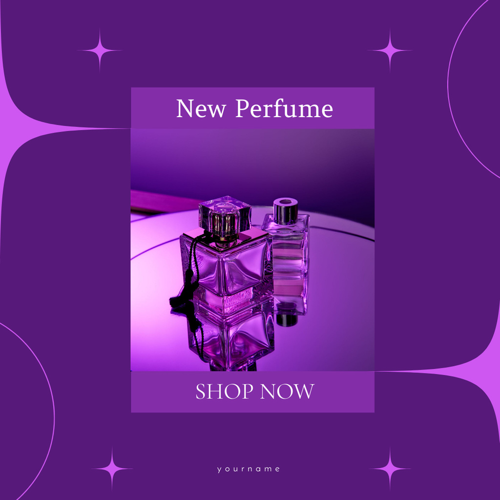 Fragrance Ad in Bright Purple Frame Instagram Design Template