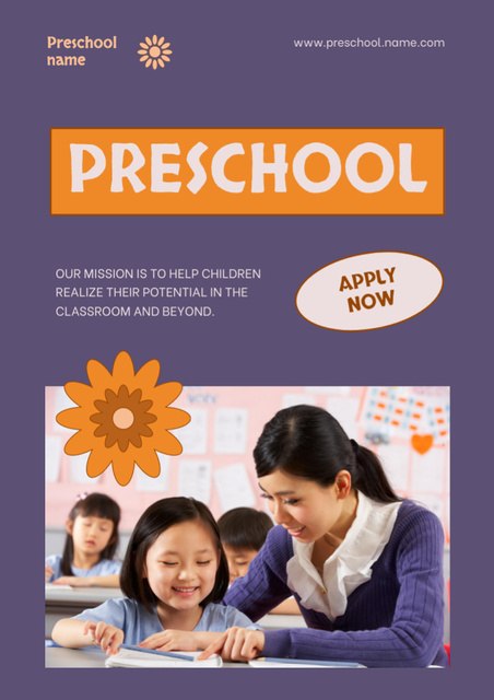 Preschool Apply Announcement Newsletter Modelo de Design