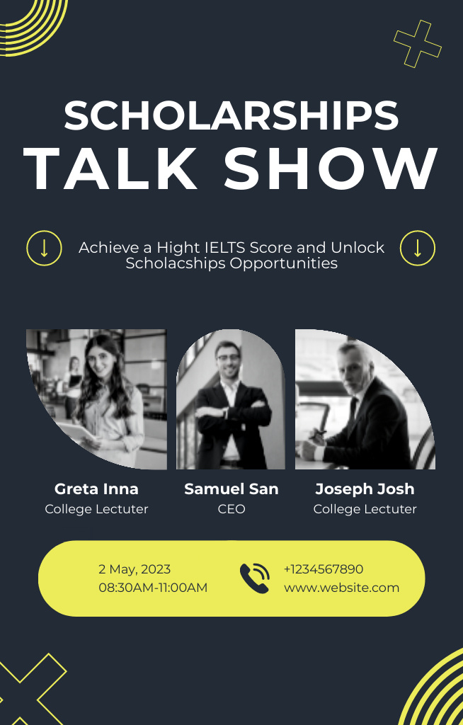 Scientific Talk Show Ad Layout with Photo Collage Invitation 4.6x7.2in – шаблон для дизайна
