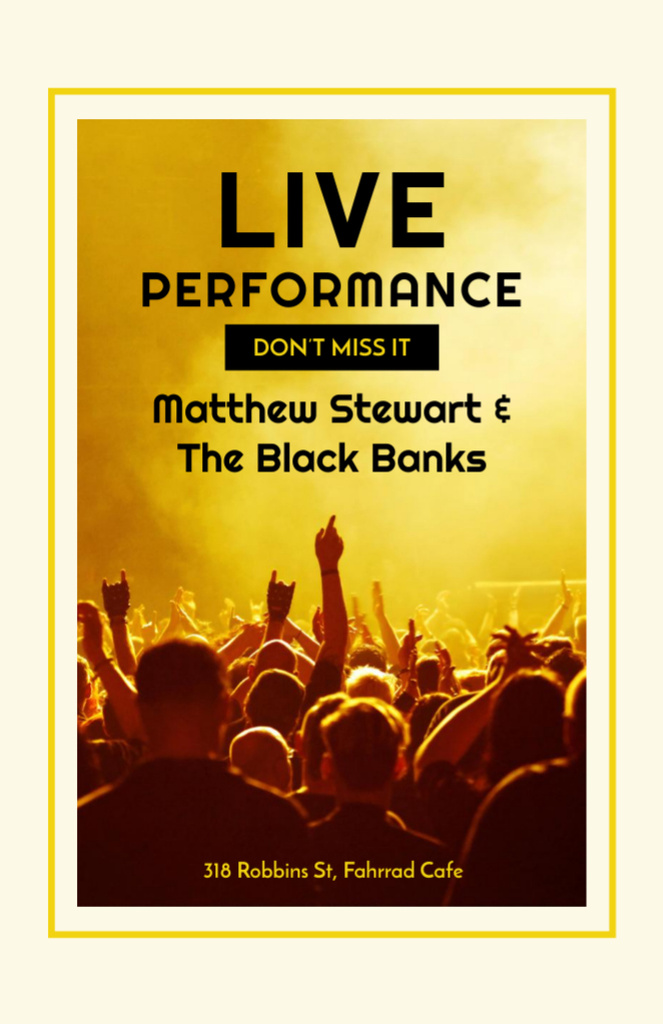 Designvorlage Live Performance Announcement with Crowd at Rock Concert für Flyer 5.5x8.5in