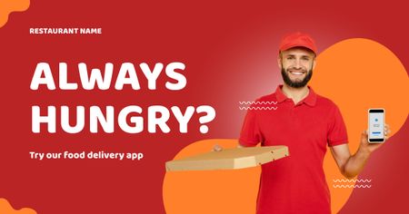 Designvorlage Food Delivery App für Facebook AD