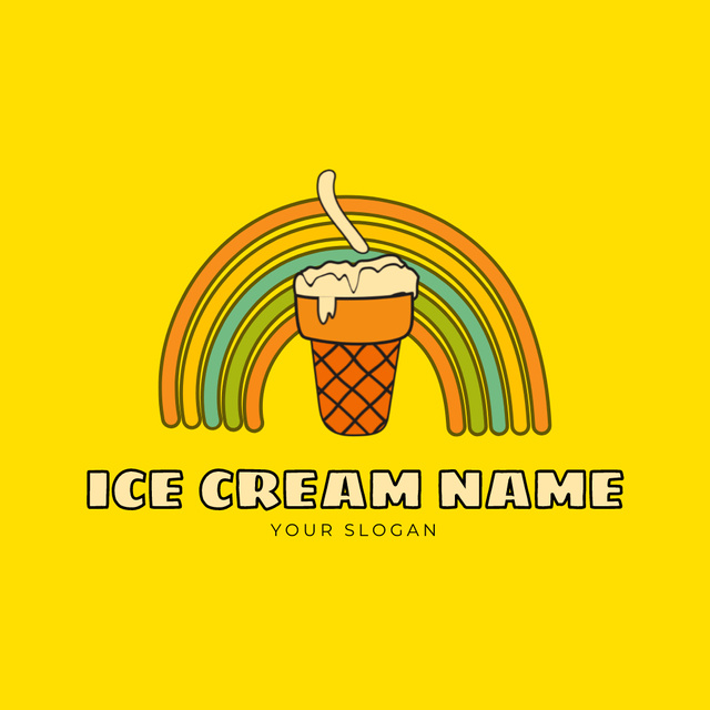 Ice-Cream Promo on Yellow Animated Logo Tasarım Şablonu
