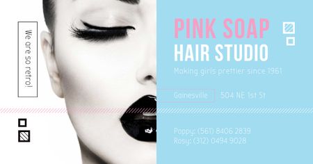 Hair Studio Ad with bright Woman Facebook AD Design Template