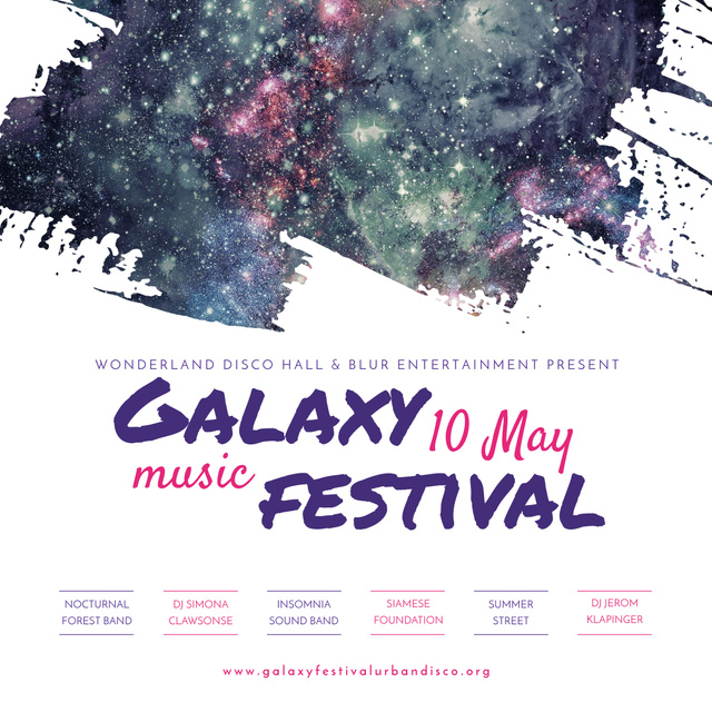 Galaxy Music festival with dark sky Instagram AD Šablona návrhu