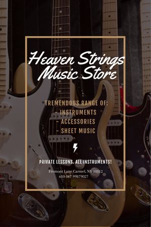 Designvorlage Gitarren im Music Store für Tumblr