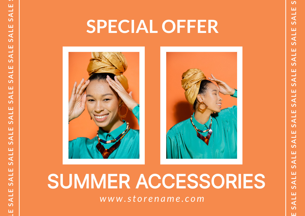 Template di design Special Offer Layout with Photo for Summer Accessories Card