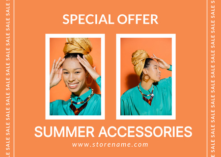Special Offer Layout with Photo for Summer Accessories Card Modelo de Design