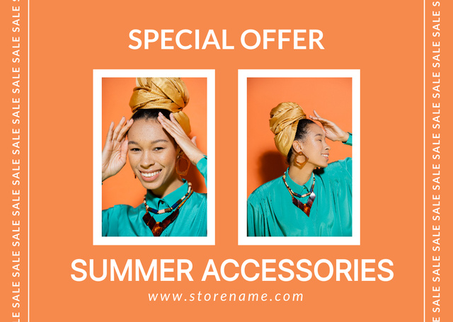 Special Offer Layout with Photo for Summer Accessories Card Šablona návrhu