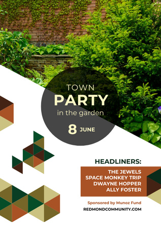 Town Party in Garden invitation with backyard Flyer A5 Design Template