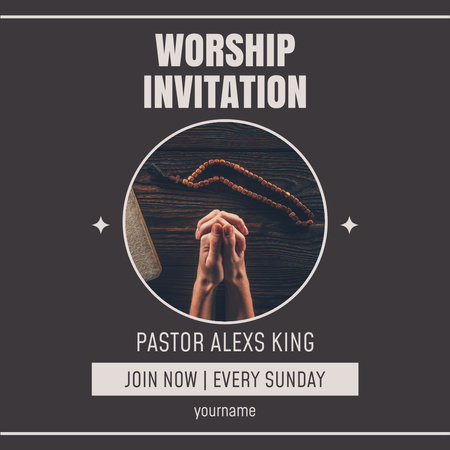 Invitation to Church Worship Instagram Design Template