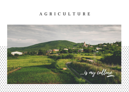 Small village in country landscape Postcard Design Template