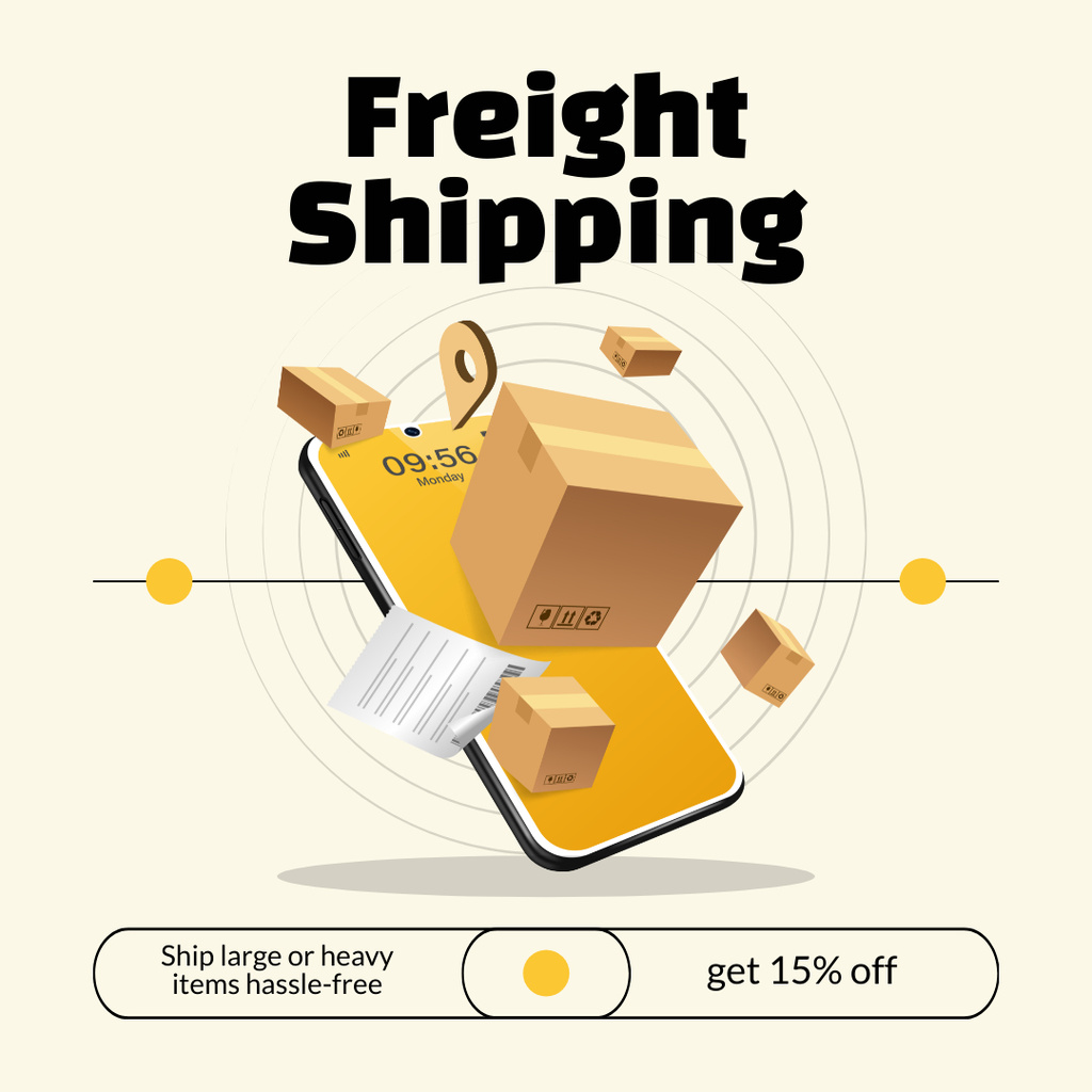 Freight Shipping and Tracking of Parcels Instagram AD Design Template
