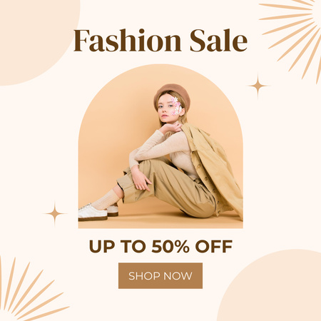 Ontwerpsjabloon van Instagram van Female Fashion Clothes Sale Ad