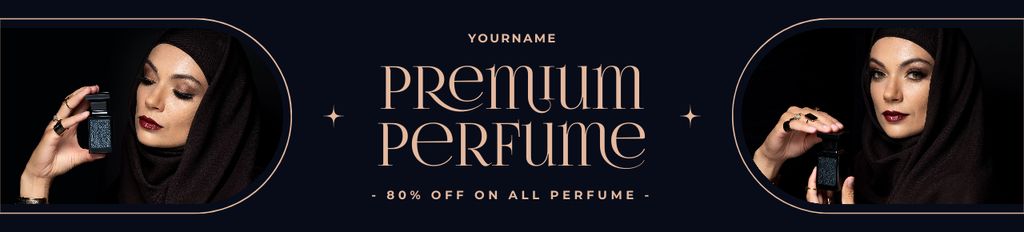 Ontwerpsjabloon van Ebay Store Billboard van Woman in Hijab applying Perfume