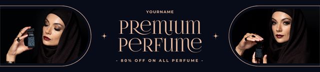Ontwerpsjabloon van Ebay Store Billboard van Woman in Hijab applying Perfume