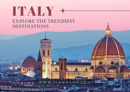 Itália Travel Tours com os destinos mais modernos Postcard Modelo de Design