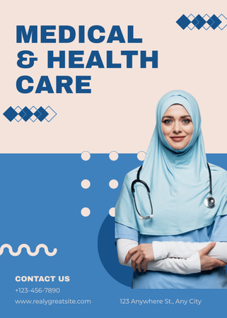 Az egészségügyi szolgáltatásokkal rendelkező klinika hirdetése Flayer tervezősablon