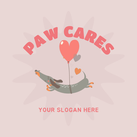 Animal Care Service with Cute Illustration of Dachshund Animated Logo Design Template