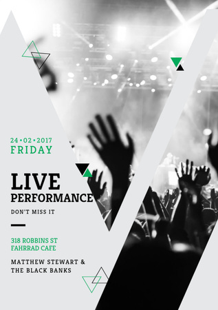 Live Performance Announcement with Cheerful Audience Flyer A5 Design Template