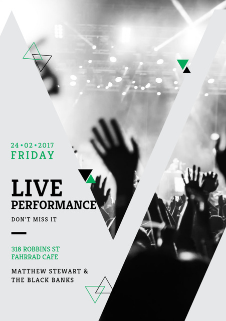 Live Performance Announcement with Cheerful Audience Flyer A5 Modelo de Design