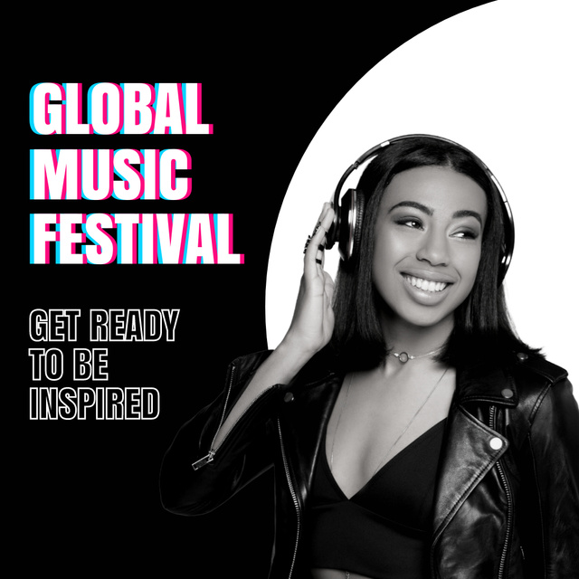 Music Festival Announcement with Attractive Woman Instagram Design Template