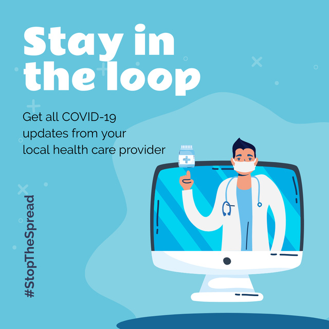 #StopTheSpread Coronavirus awareness with Doctor's advice Instagramデザインテンプレート
