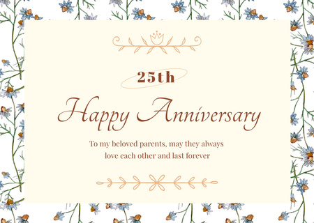 Card  Congratulations anniversary parents Card Design Template
