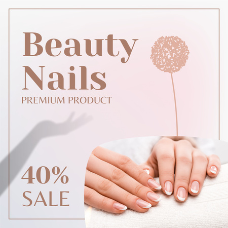 Beauty Salon Ad with Female Hands with French Manicure Instagram Design Template