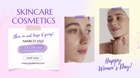Skincare Cosmetics With Discount On Women’s Day Full HD video Design Template