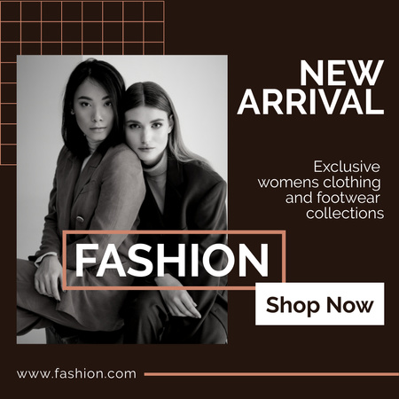 Ontwerpsjabloon van Instagram van Exclusive Clothing Sale Anouncement with Elegant Women 