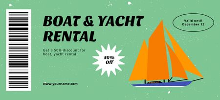 Boat and Yacht Rent Offer with Orange Sail Coupon 3.75x8.25in Design Template