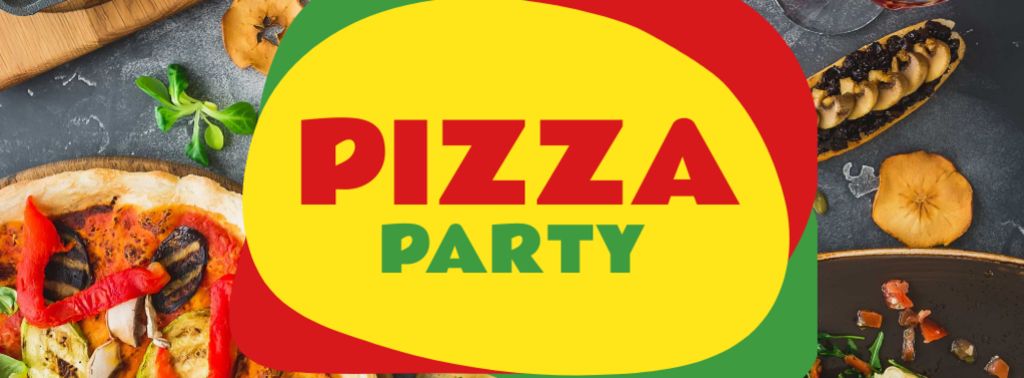 Pizza Party festive table Facebook coverデザインテンプレート