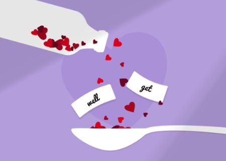 Cute Hearts pouring out of Bottle Card tervezősablon