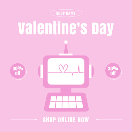Ontwerpsjabloon van Instagram AD van Valentijnsdag kortingsaanbieding Online winkelen