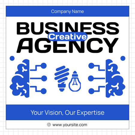Modèle de visuel Services d'agence de création commerciale avec ampoule - LinkedIn post