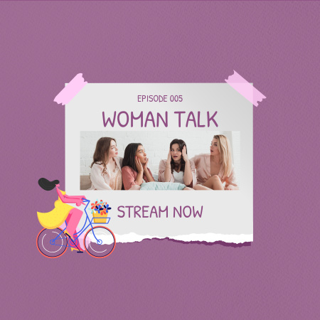Designvorlage Podcast-Episodenanzeige mit Frauengespräch für Podcast Cover