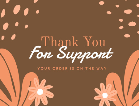 Thank You Quote with Abstract Plants Thank You Card 4.2x5.5in Design Template