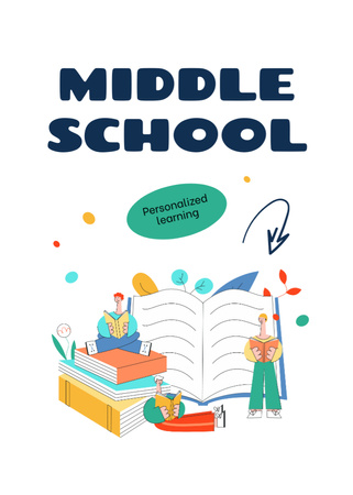 Middle School With Personalized Learning Postcard 5x7in Vertical Design Template